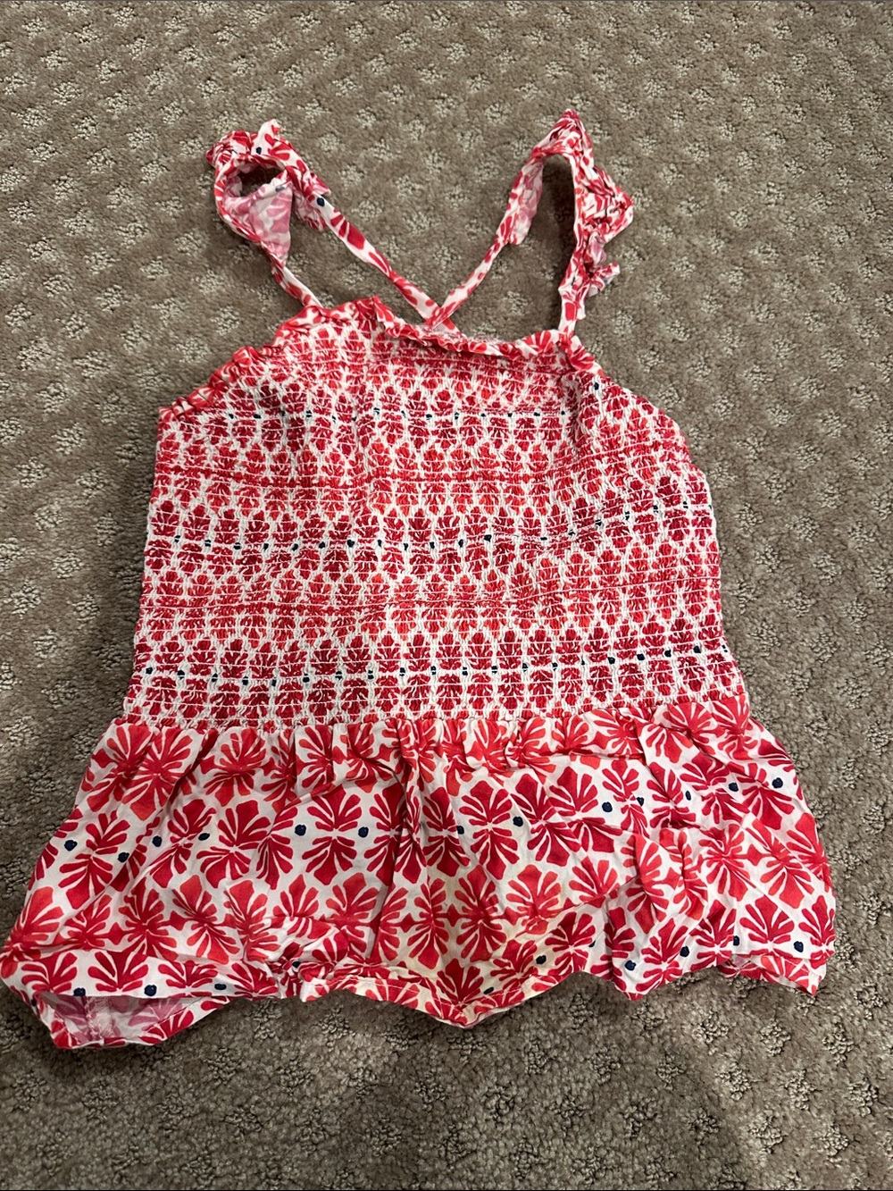 Vineyard Vines Red and White Floral Smocked Tank - Kids